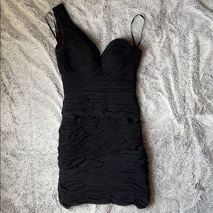 La Femme Black One Shoulder Formal Dress 00